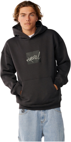 2026 Rip Curl Mens Rip Script Icon Hoodie 0F7MFL - Washed Black